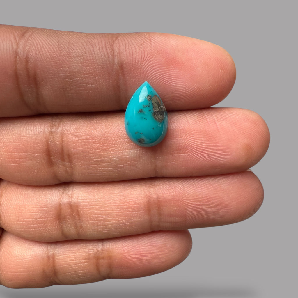 Natural Turquoise Pear Cabochon 3.87 Carats  14.54 x 9.68 x 4.43 mm