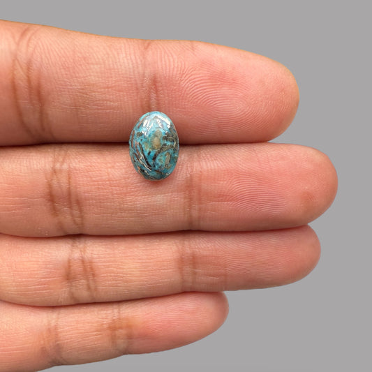 Natural Turquoise Stone 3.79 Carats 11.3 x 8.3 x 4.6 mm in Oval