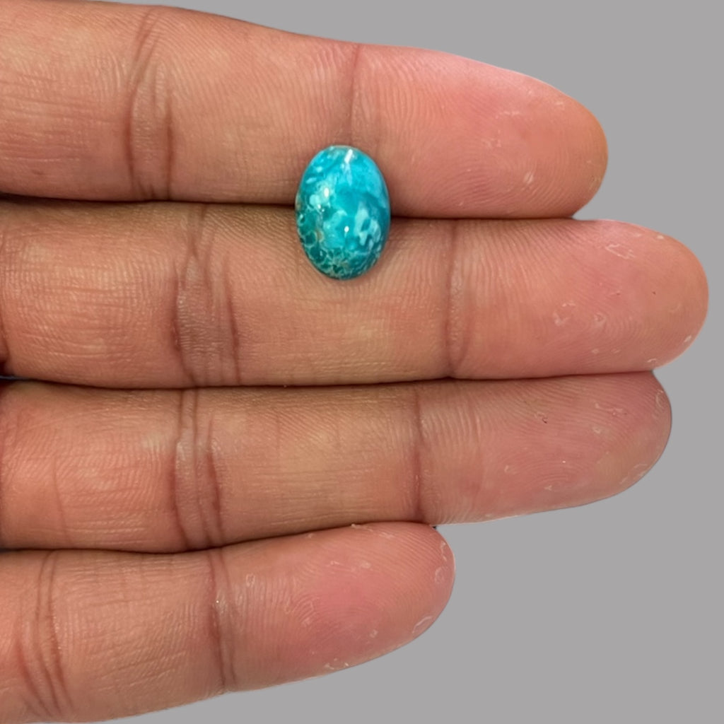 Natural Turquoise Stone 4.49 Carats 13.6 x 10.5 x 5.3 mm in Oval