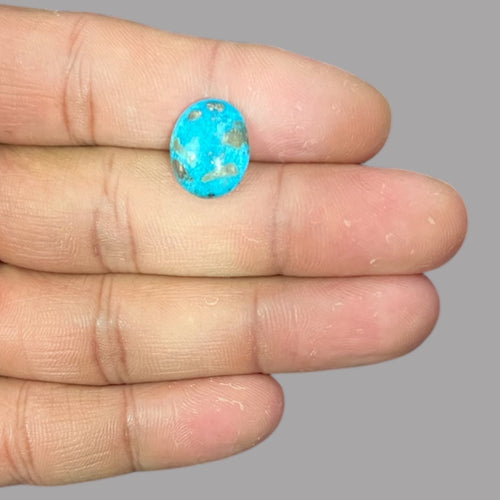  Natural Turquoise Stone 5.76 Carats 14.6 x 11.9 x 4.3 mm in Oval