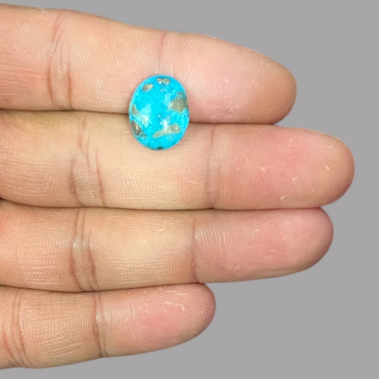  Natural Turquoise Stone 5.76 Carats 14.6 x 11.9 x 4.3 mm in Oval