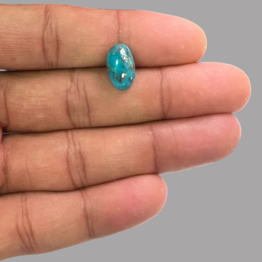 Natural Turquoise Stone 5.81 Carats 12.3 x 10.8 x 6.3 mm in Oval