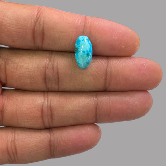 Natural Turquoise Stone 5.81 Carats 12.4 x 10.2 x 6.9 mm in Oval