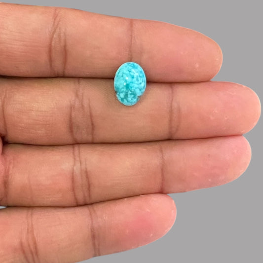 Natural Turquoise Stone 5.87 Carats 12.9 x 10.3 x 6.3 mm in Oval
