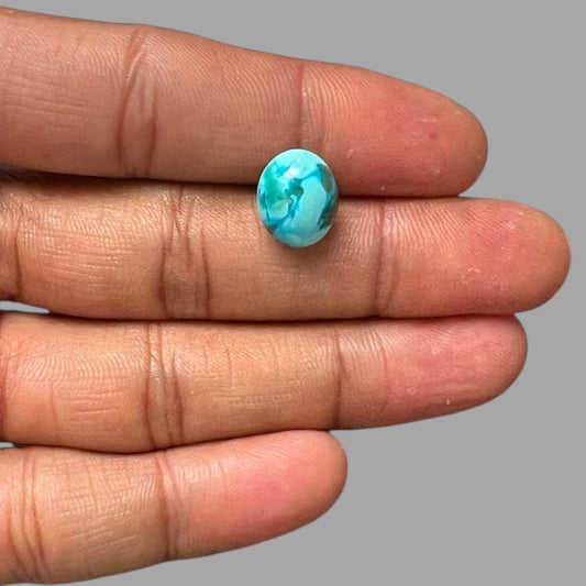Natural Turquoise Stone 5.88 Carats 12.4 x 10.5 x 6.4 mm in Oval