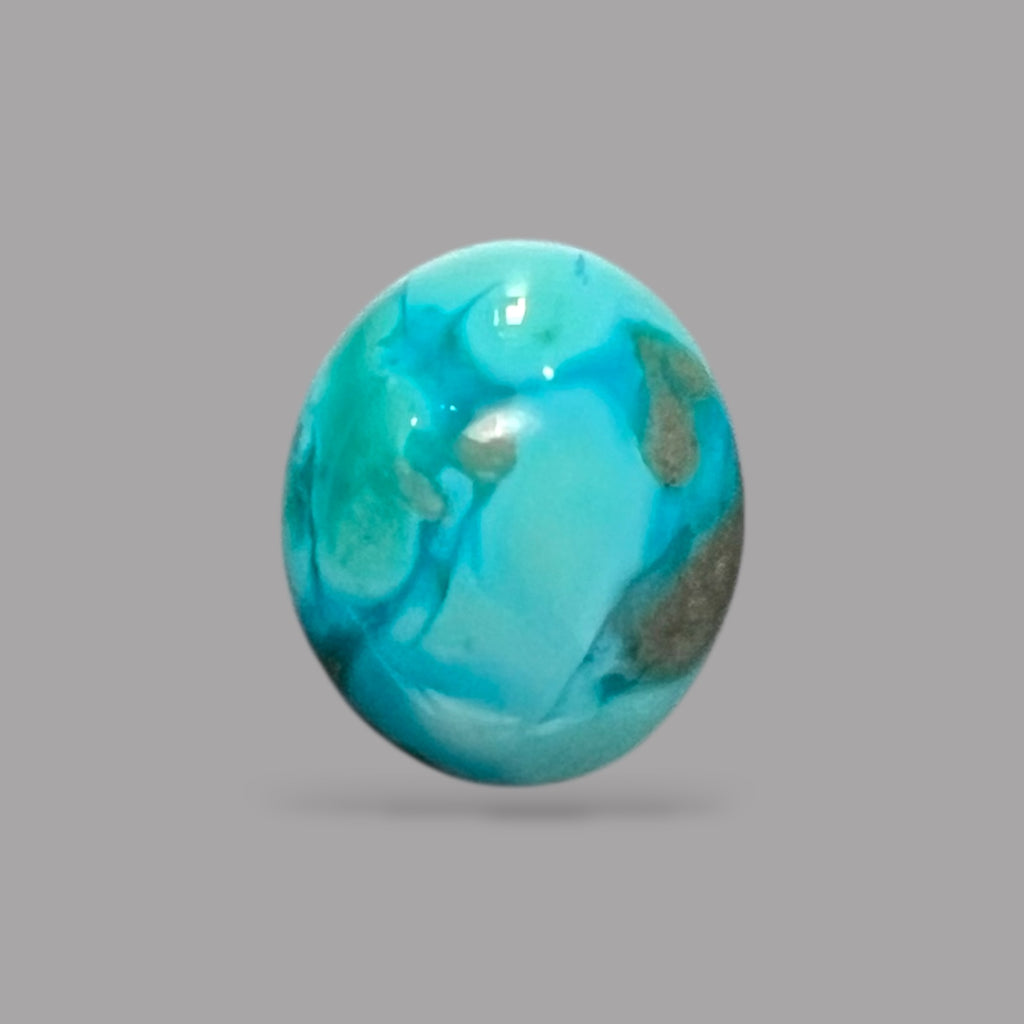 Natural Turquoise Stone 5.88 Carats 12.4 x 10.5 x 6.4 mm in Oval