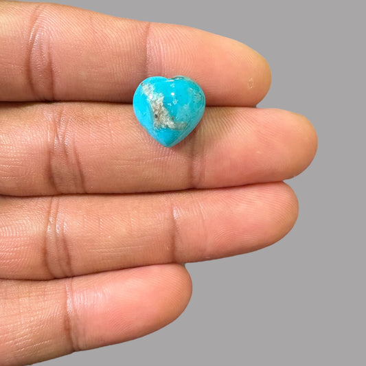 Natural Turquoise Stone 8.66 Carats 13.60 x 13.76 x 5.94 mm in Heart