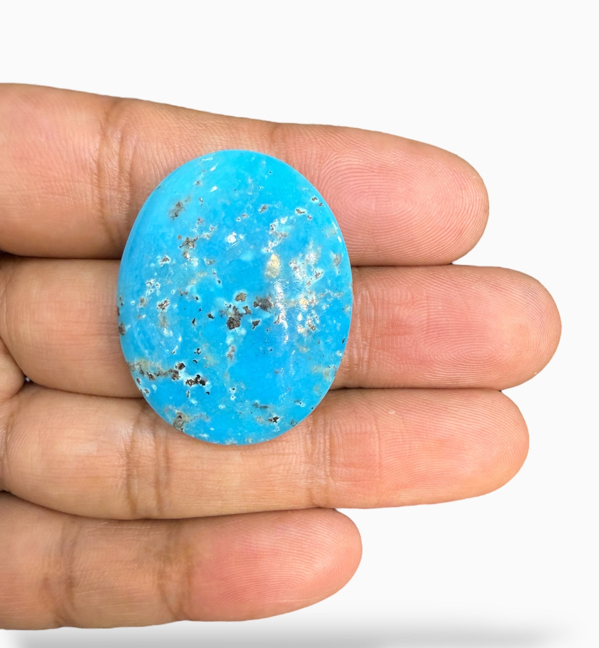 Natural Turquoise Stone (Irani Feroza Stone) 55.47 Carats 35x27 mm