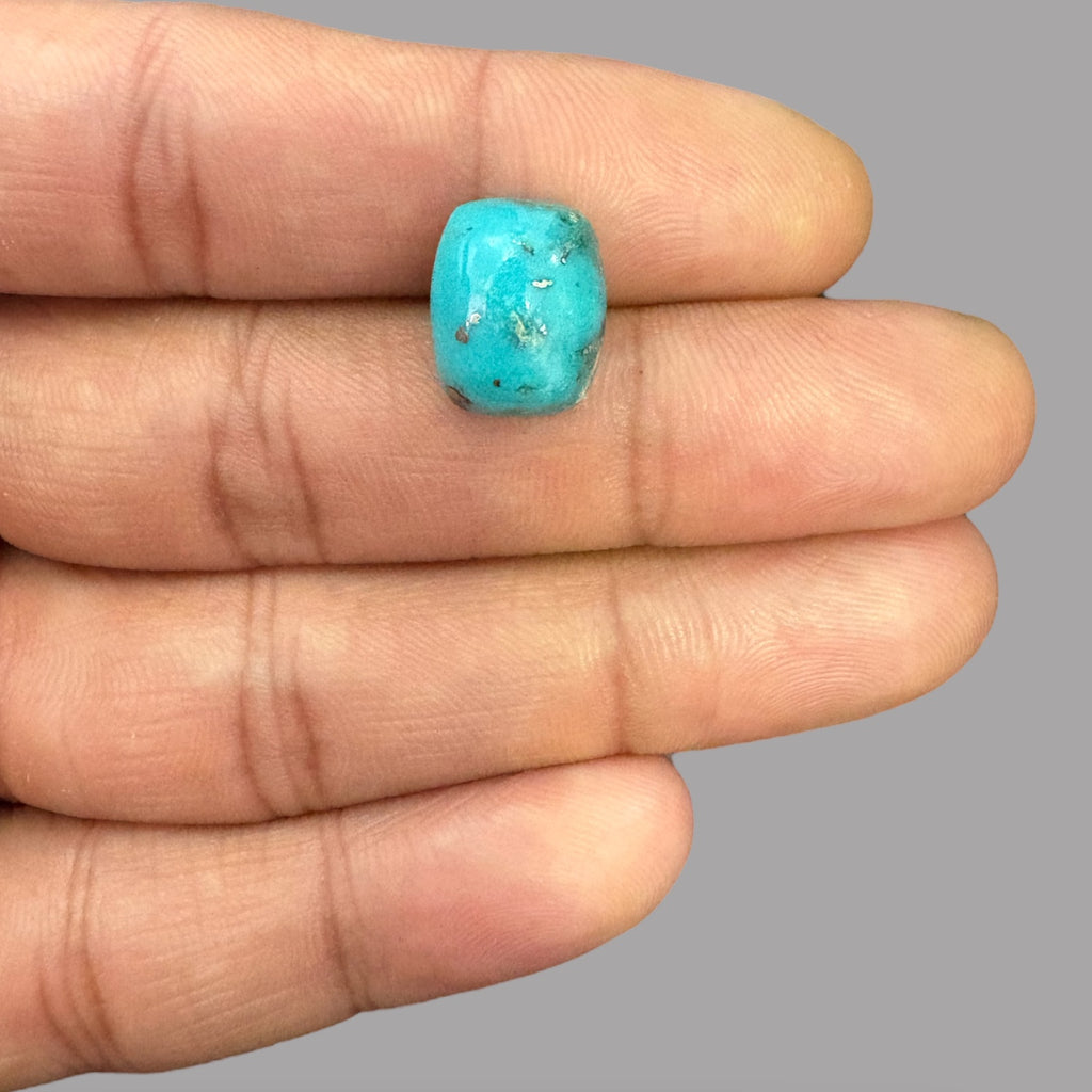 Natural Turquoise Stone (Irani Feroza) 7.29 Carats 13.93 x 11.14 x 5.72 mm in Cushion