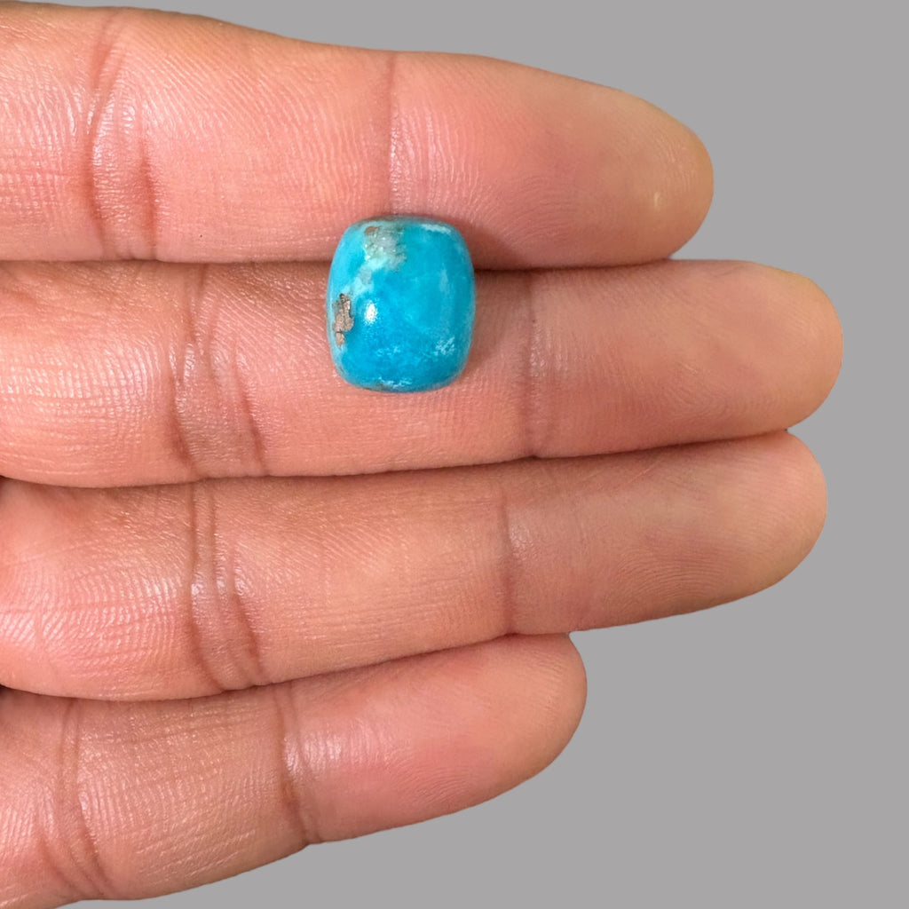 Natural Turquoise Stone (Irani Feroza)  7.41 Carats 13.55 x 11.44 x 5.94 mm in Cushion