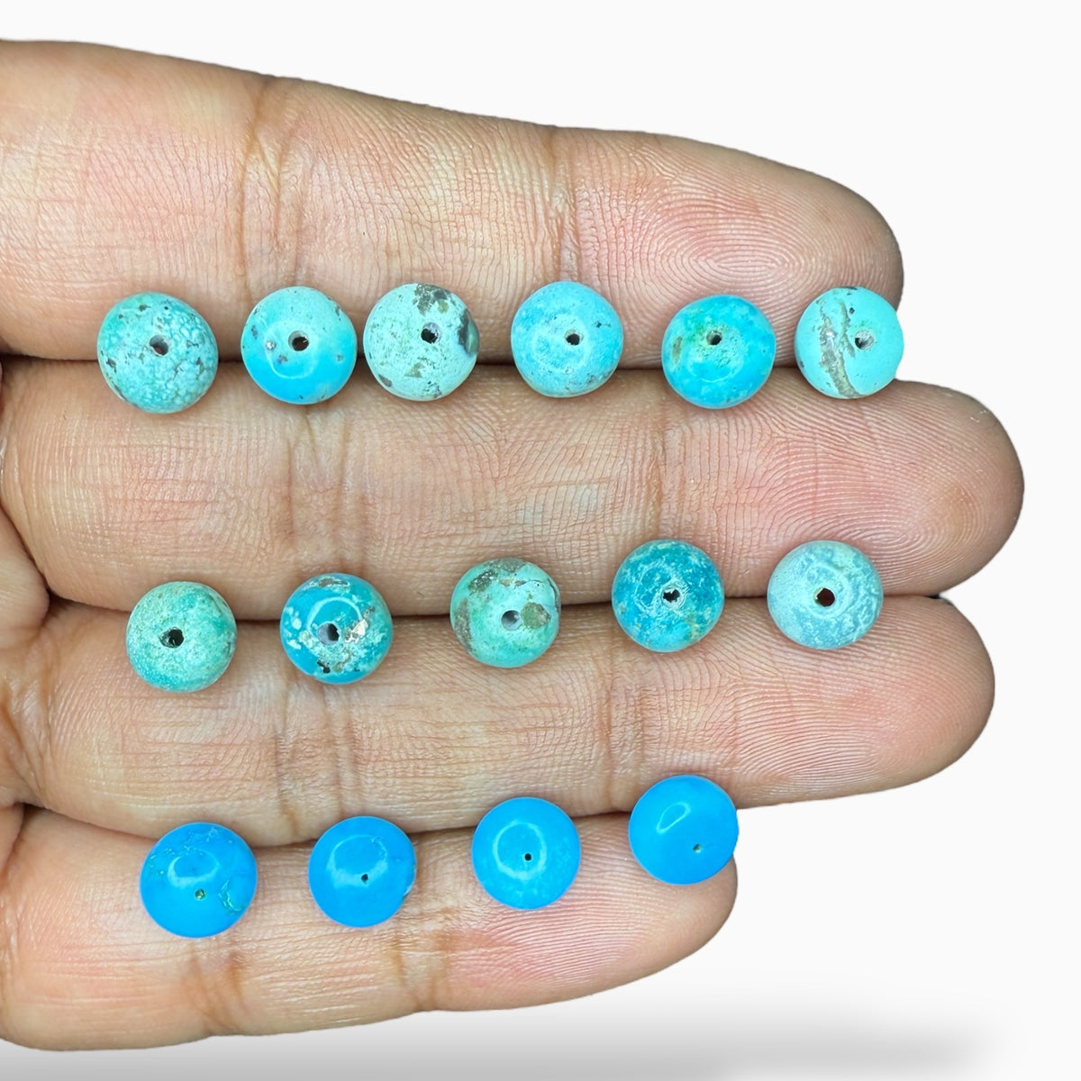 Natural Turquoise (Feroza) Rondelle Beads 2.80 - 3 Carats 8 mm
