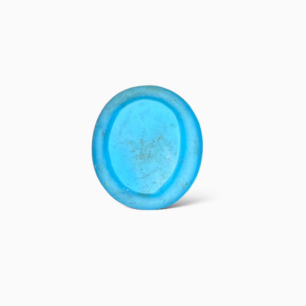 Natural Arizona Turquoise (Feroza) Stone 15.64 Carats Oval Cabochon Shape (14.48x12.96x10.64 mm)