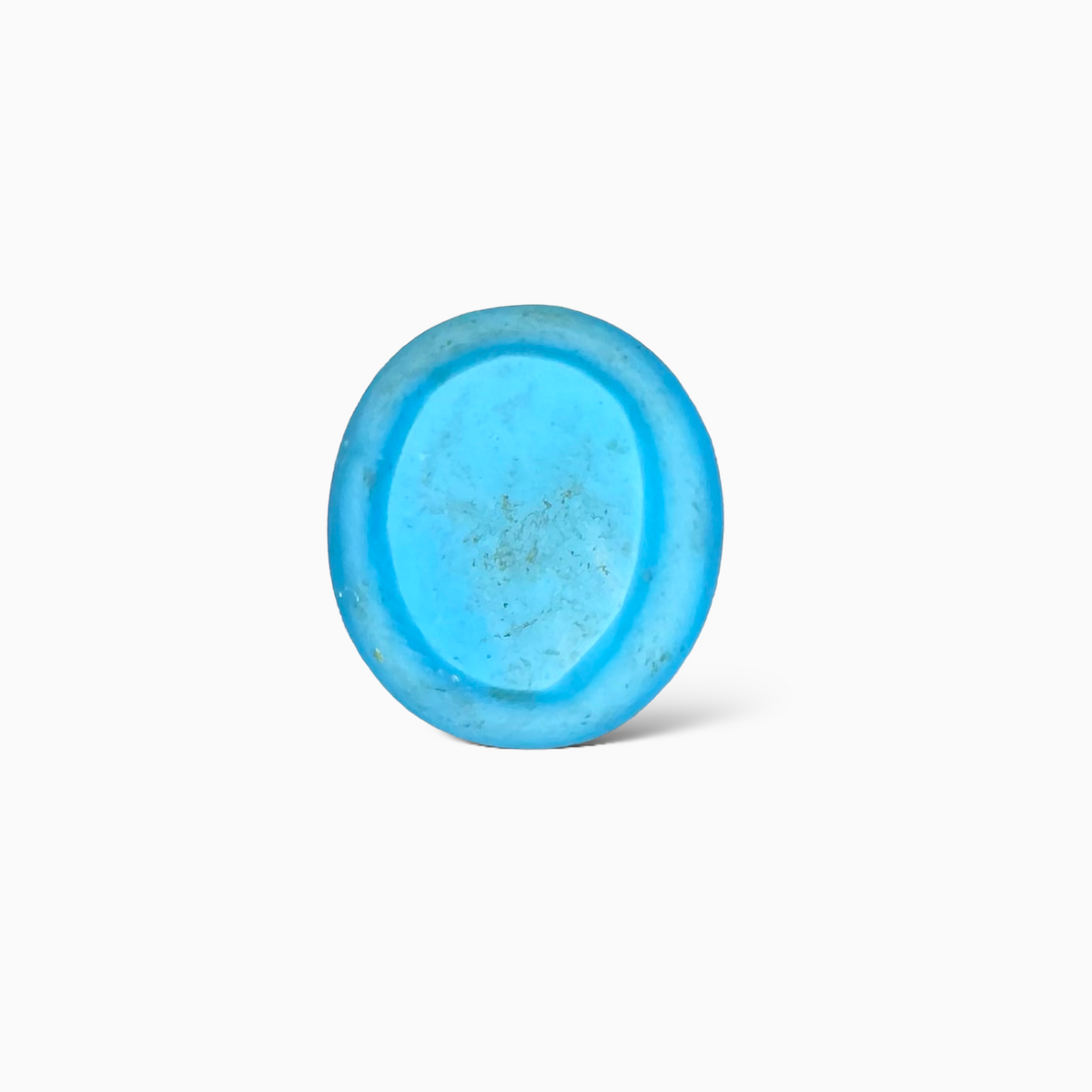 Natural Arizona Turquoise (Feroza) Stone 15.64 Carats Oval Cabochon Shape (14.48x12.96x10.64 mm)