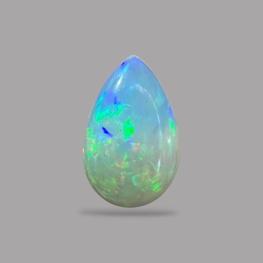 Natural White Color Ethiopian Opal Stone 14.45 Carats Pear Cabochon Shape 24.2 x 15.6 x 8.5 mm