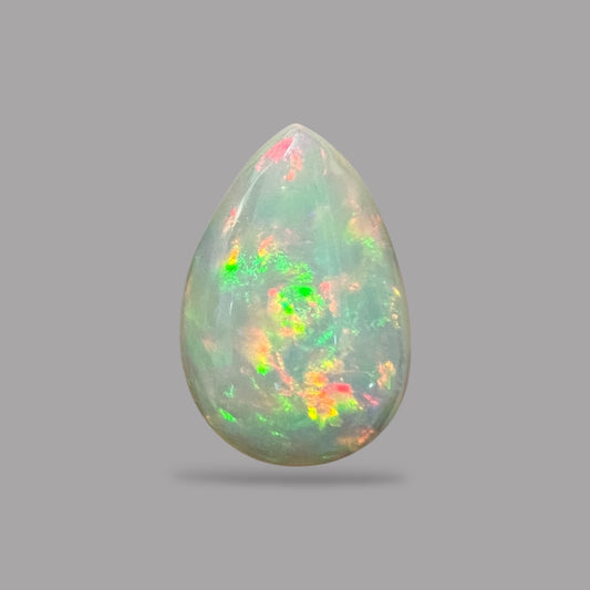 Natural White Color Ethiopian Opal Stone 15.37 Carats Pear Cabochon Shape 25.7 x 17.6 x 8.4 mm