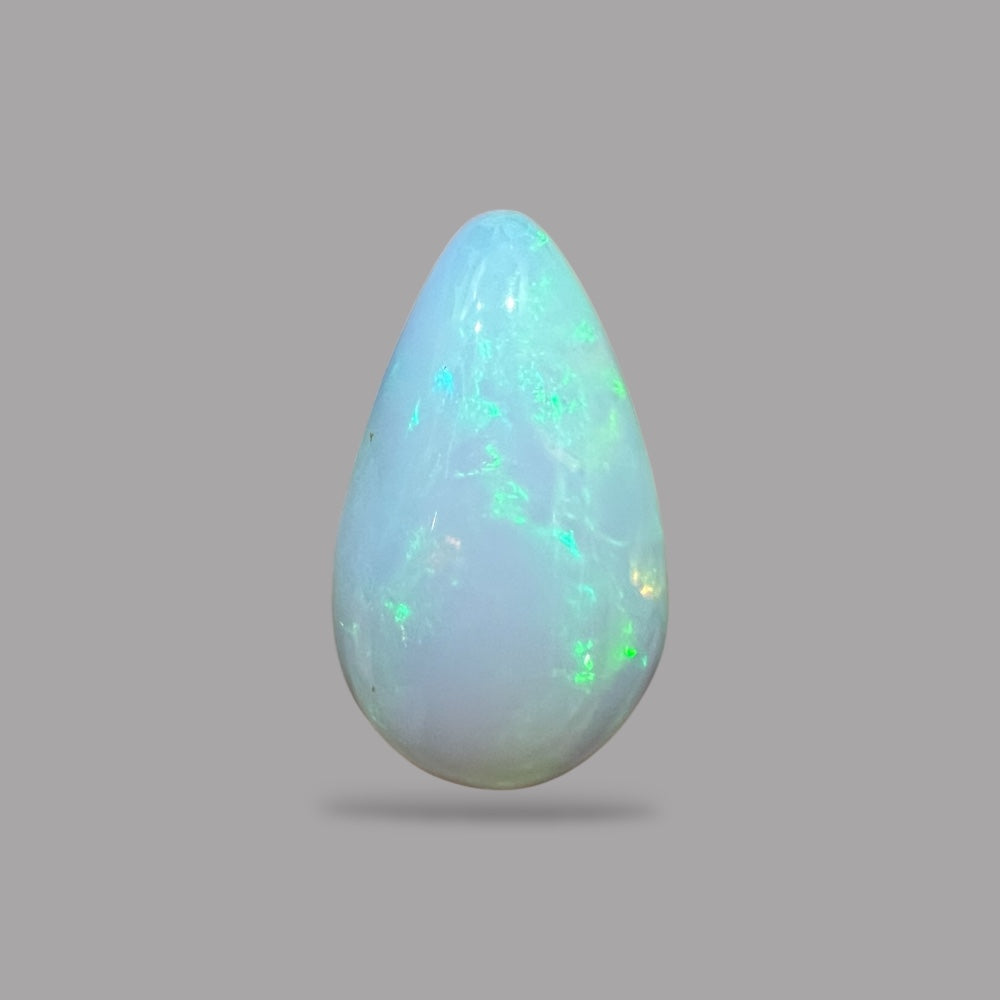 Natural White Color Ethiopian Opal Stone 16.47 Carats Pear Cabochon Shape 25.7 x 14.6 x 8.7 mm