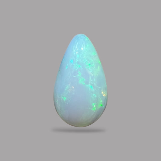 Natural White Color Ethiopian Opal Stone 16.47 Carats Pear Cabochon Shape 25.7 x 14.6 x 8.7 mm
