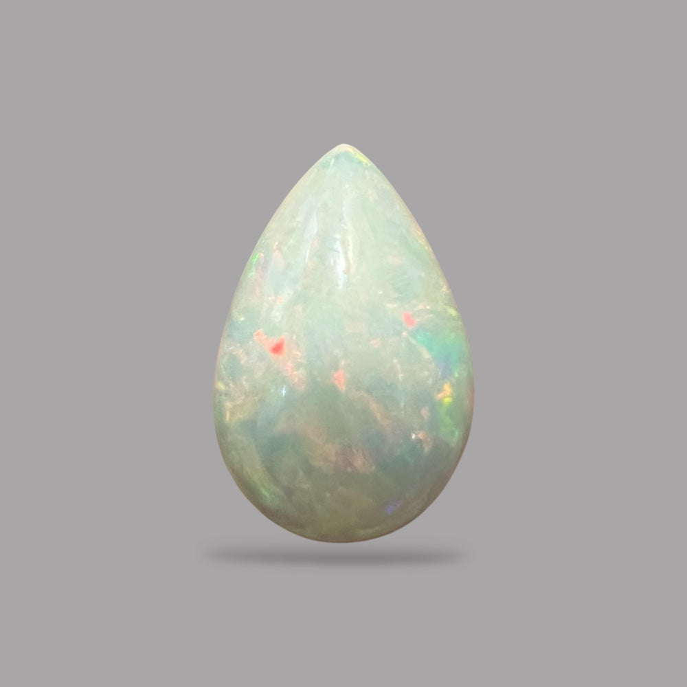 Natural White Color Ethiopian Opal Stone 19.53 Carats Pear Cabochon Shape 25.4 x 17.2 x 11.1 mm