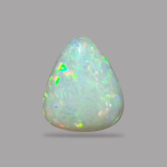 Natural White Color Ethiopian Opal Stone 21.33 Carats Pear Cabochon Shape 24.4 x 21 x 8.5 mm