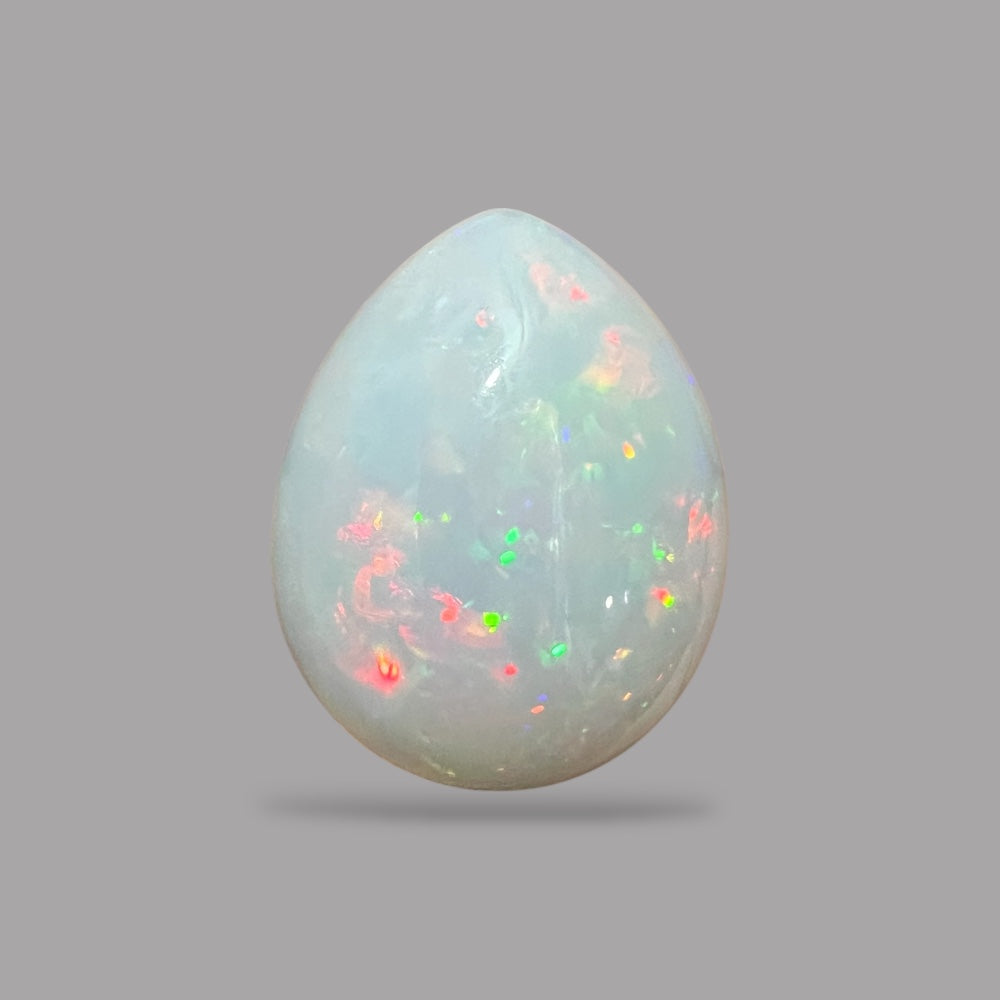 Natural White Color Ethiopian Opal Stone 21.91 Carats Pear Cabochon Shape 26.1 x 20.9 x 12.7 mm