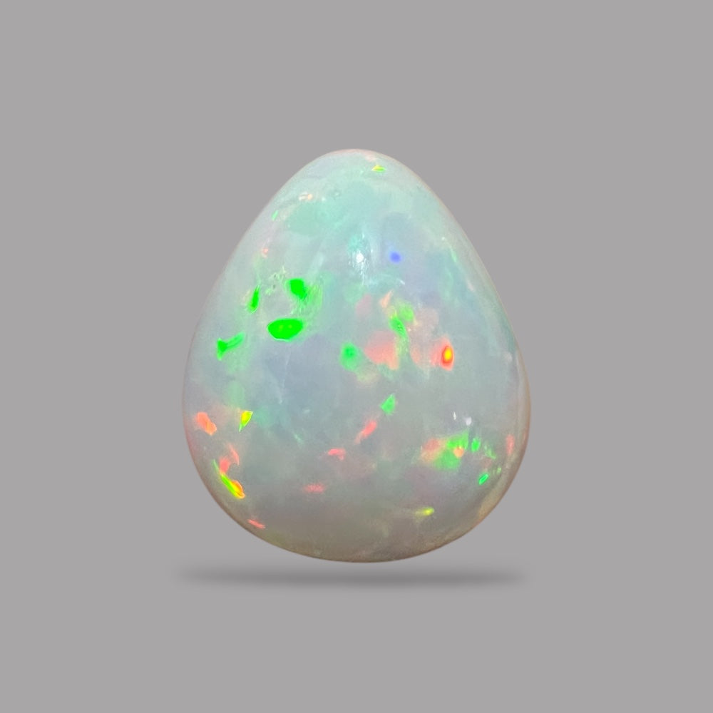 Natural White Color Ethiopian Opal Stone 26.05 Carats Pear Cabochon Shape 22.6 x 18.8 x 12 mm