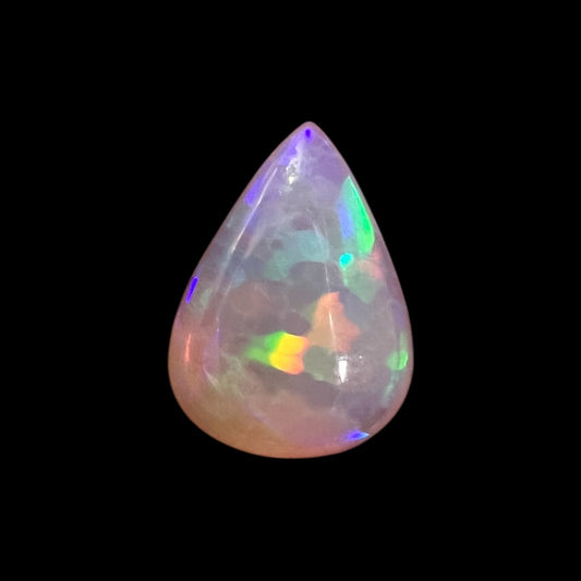 Natural White Color Ethiopian Opal Stone 3.42 Carats Pear Cabochon Shape 14.5 x 10.7 x 5.1 mm