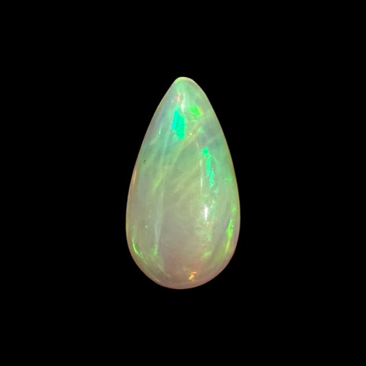  Natural White Color Ethiopian Opal Stone 3.88 Carats Pear Cabochon Shape 16.4 x 9 x 6 mm
