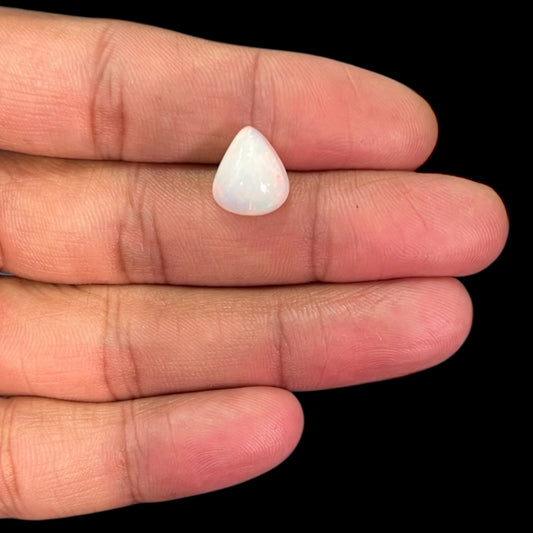 Natural White Color Ethiopian Opal Stone 3.95 Carats Pear Cabochon Shape 12.5 x 10.8 x 6.8 mm mm