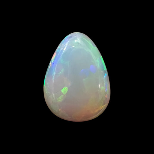 Natural White Color Ethiopian Opal Stone 4.09 Carats Pear Cabochon Shape 16.4 x 12.5 x 4.3 mm
