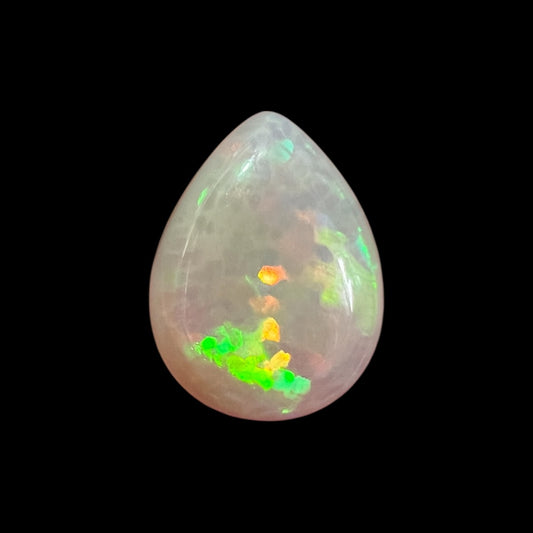 Natural White Color Ethiopian Opal Stone 4.25 Carats Pear Cabochon Shape 15.1 x 11.4 x 5.1 mm