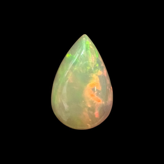 Natural White Color Ethiopian Opal Stone 4.31 Carats Pear Cabochon Shape 15.1 x 10 x 6.4 mm