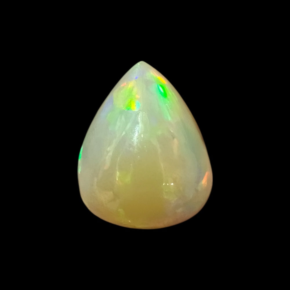 Natural White Color Ethiopian Opal Stone 4.59 Carats Pear Cabochon Shape 13.2 x 10.9 x 8 mm