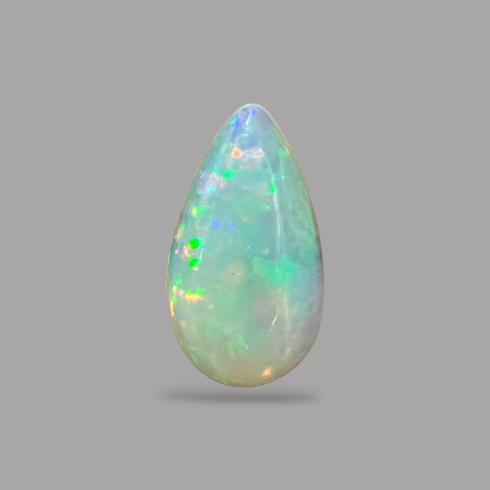 Natural White Color Ethiopian Opal Stone 4.63 Carats Pear Cabochon Shape 18.8 x 10.6 x 5.2 mm