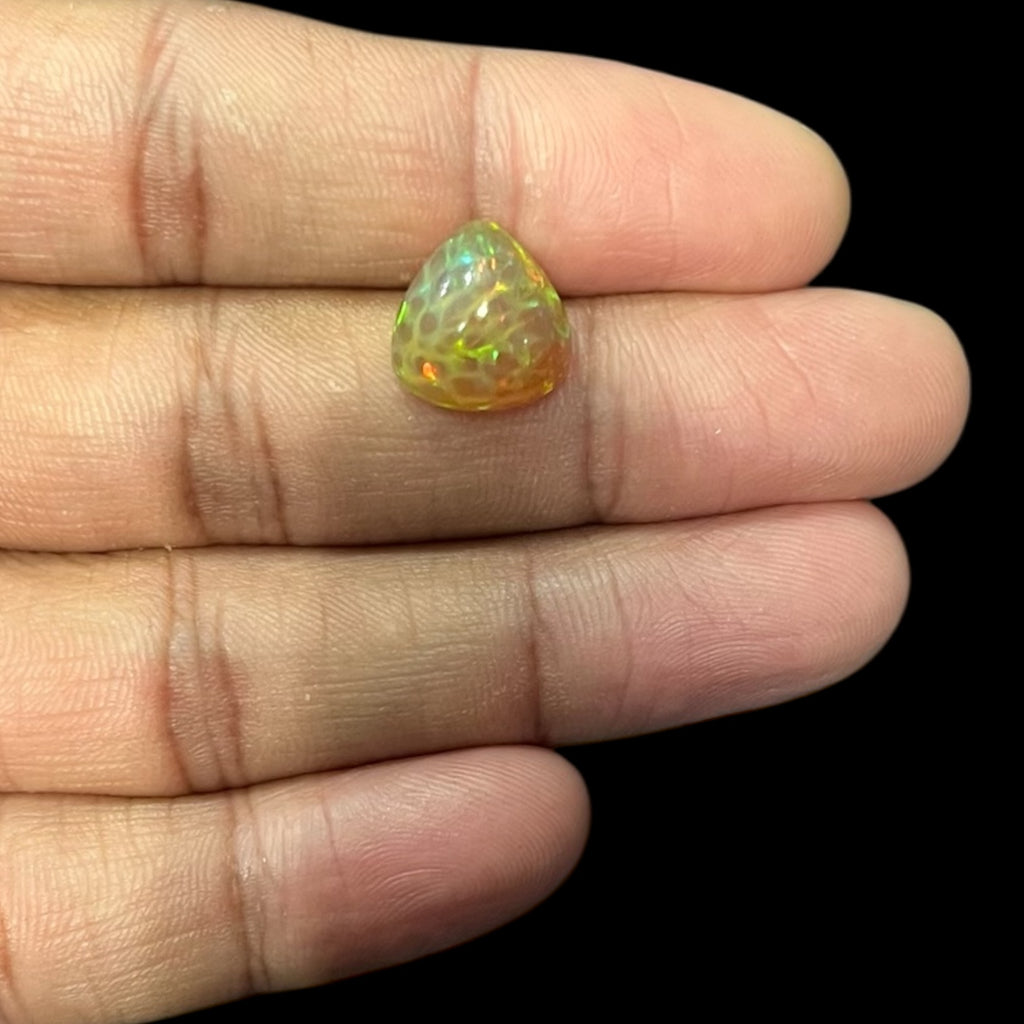 Natural White Color Ethiopian Opal Stone 5.21 Carats Pear Cabochon Shape 12.9 x 12.3 x 7.4 mm