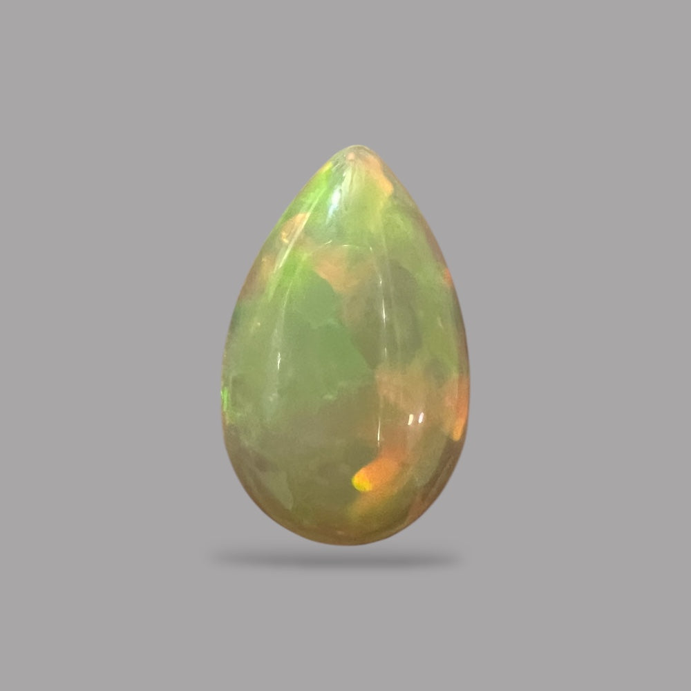 Natural White Color Ethiopian Opal Stone 6.79 Carats Pear Cabochon Shape 20.7 x 13.1 x 6.7 mm