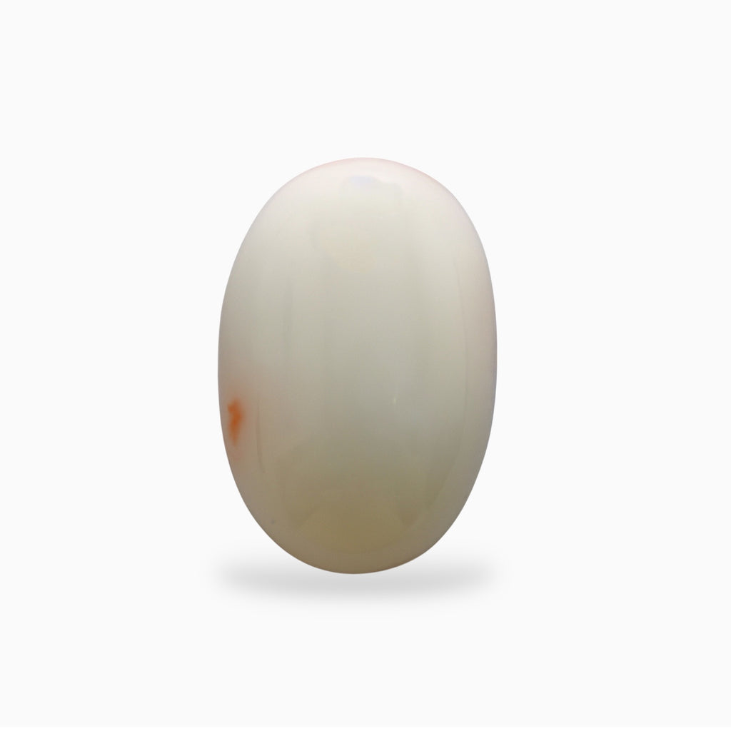 Natural White Coral Moonga Stone 11.29 Carats Oval Cabochon Shape 16.9x11.5mm