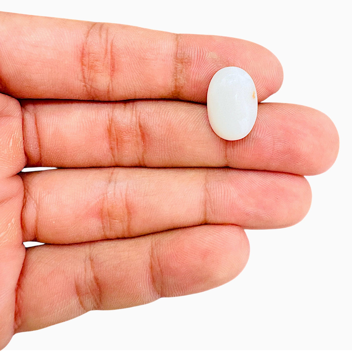 Natural White Coral Moonga Stone 11.29 Carats Oval Cabochon Shape 16.9x11.5mm