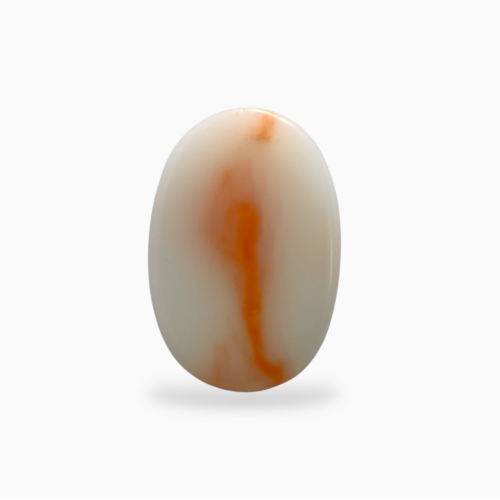 Natural White Coral Moonga Stone 11.29 Carats Oval Cabochon Shape 16.9x11.5mm
