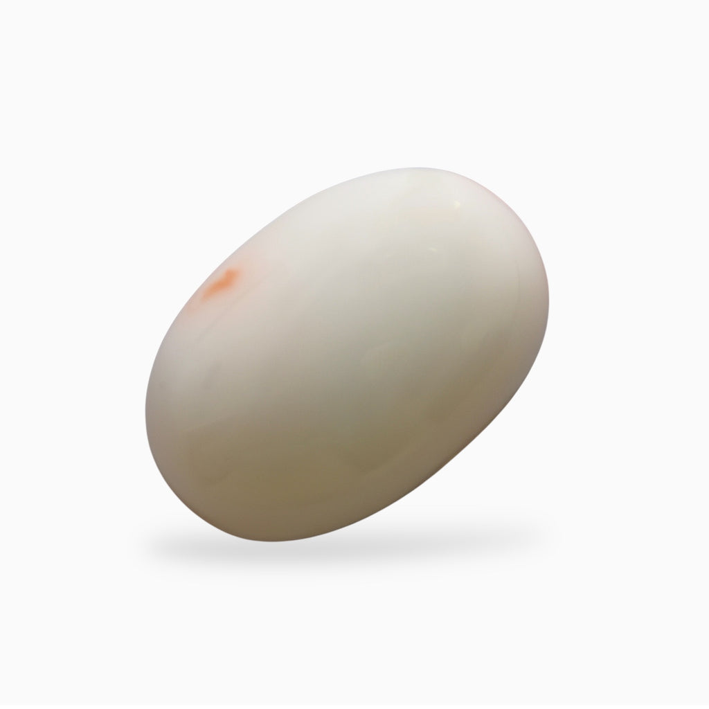 Natural White Coral Moonga Stone 11.29 Carats Oval Cabochon Shape 16.9x11.5mm