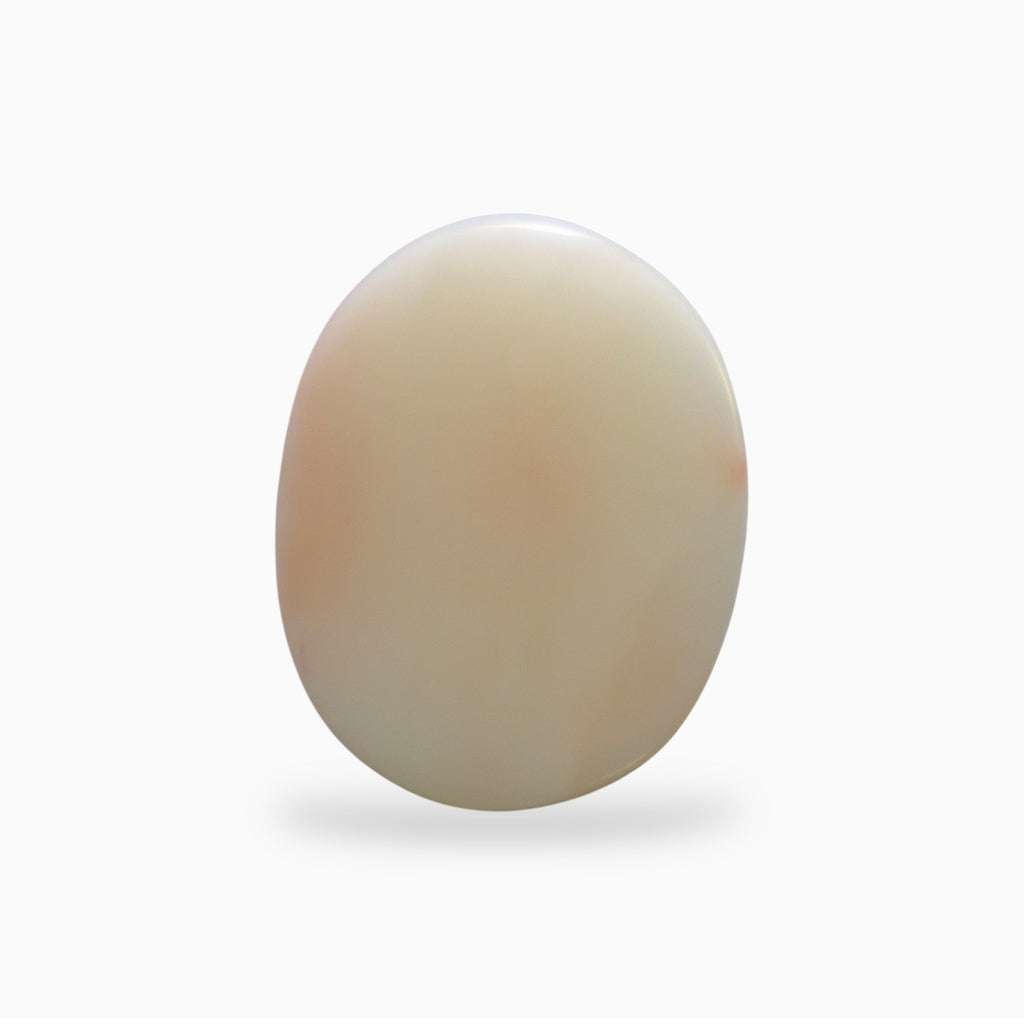 Natural Pink Coral Moonga Stone 12.55 Carats Oval Cabochon Shape 17x13.5mm