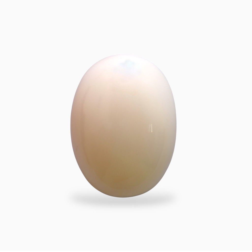 Natural Pink Coral Moonga Stone 16.77 Carats Oval Cabochon Shape 17.1x12.9mm