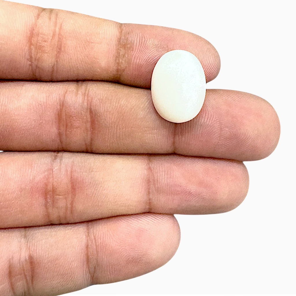 Natural Pink Coral Moonga Stone 16.77 Carats Oval Cabochon Shape 17.1x12.9mm