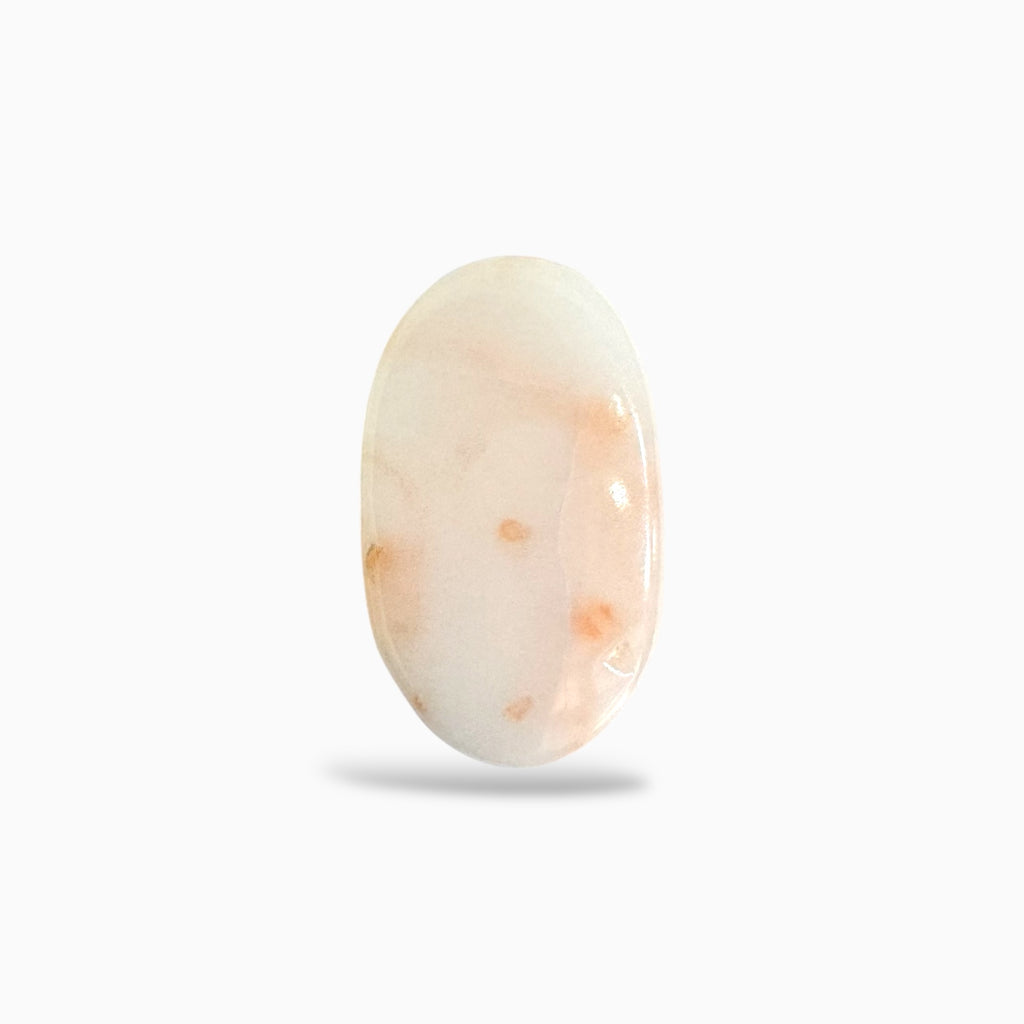 Natural White Coral Oval Cabochon (Moonga Stone)13.87 Carats 17.4 X 10.7 mm