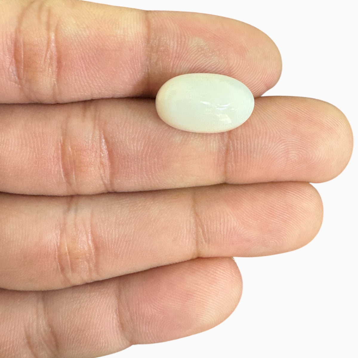 Natural White Coral Oval Cabochon (Moonga Stone)13.87 Carats 17.4 X 10.7 mm