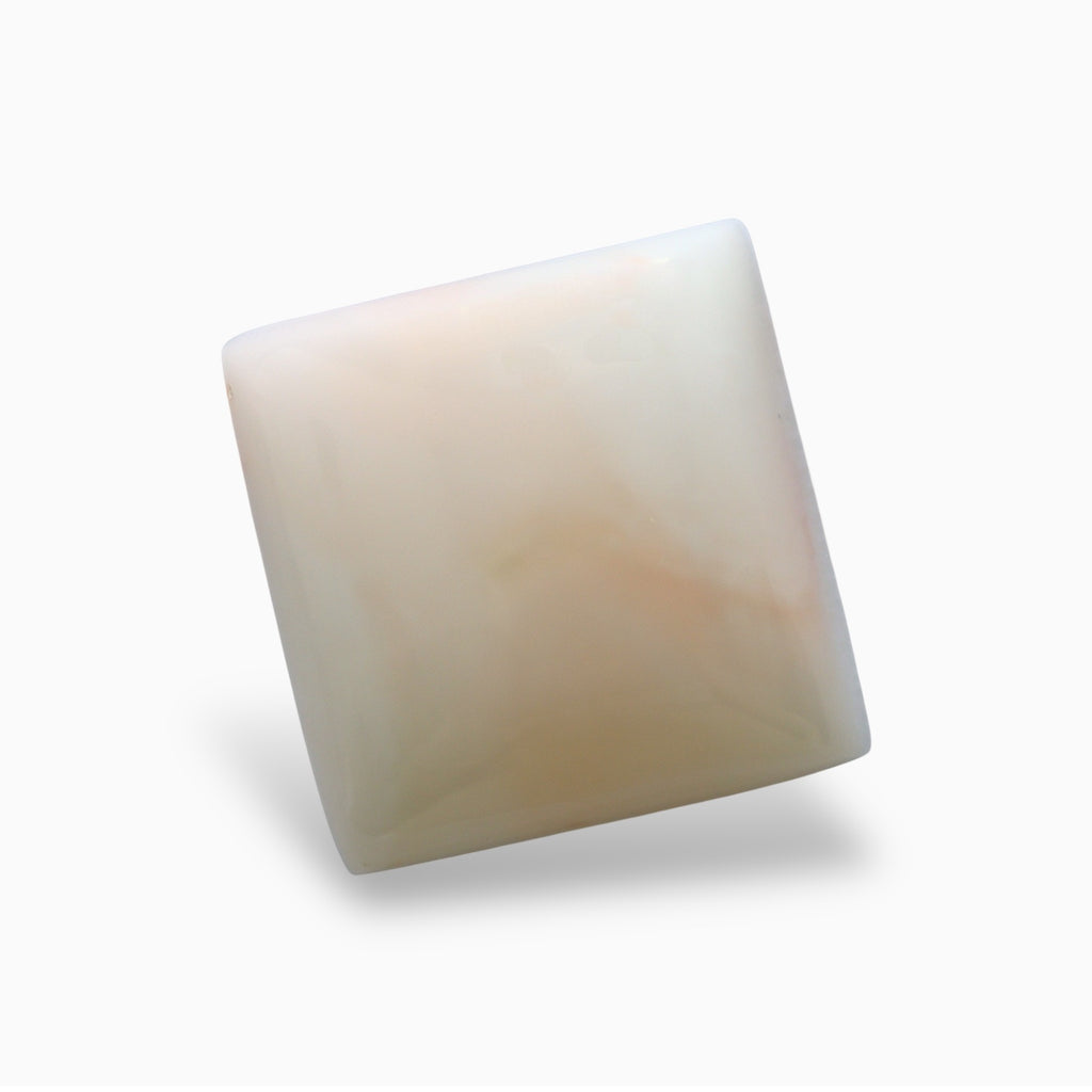 Natural White Coral Moonga Stone 21.57 Carats Square Cabochon Shape 15.9x15.5mm