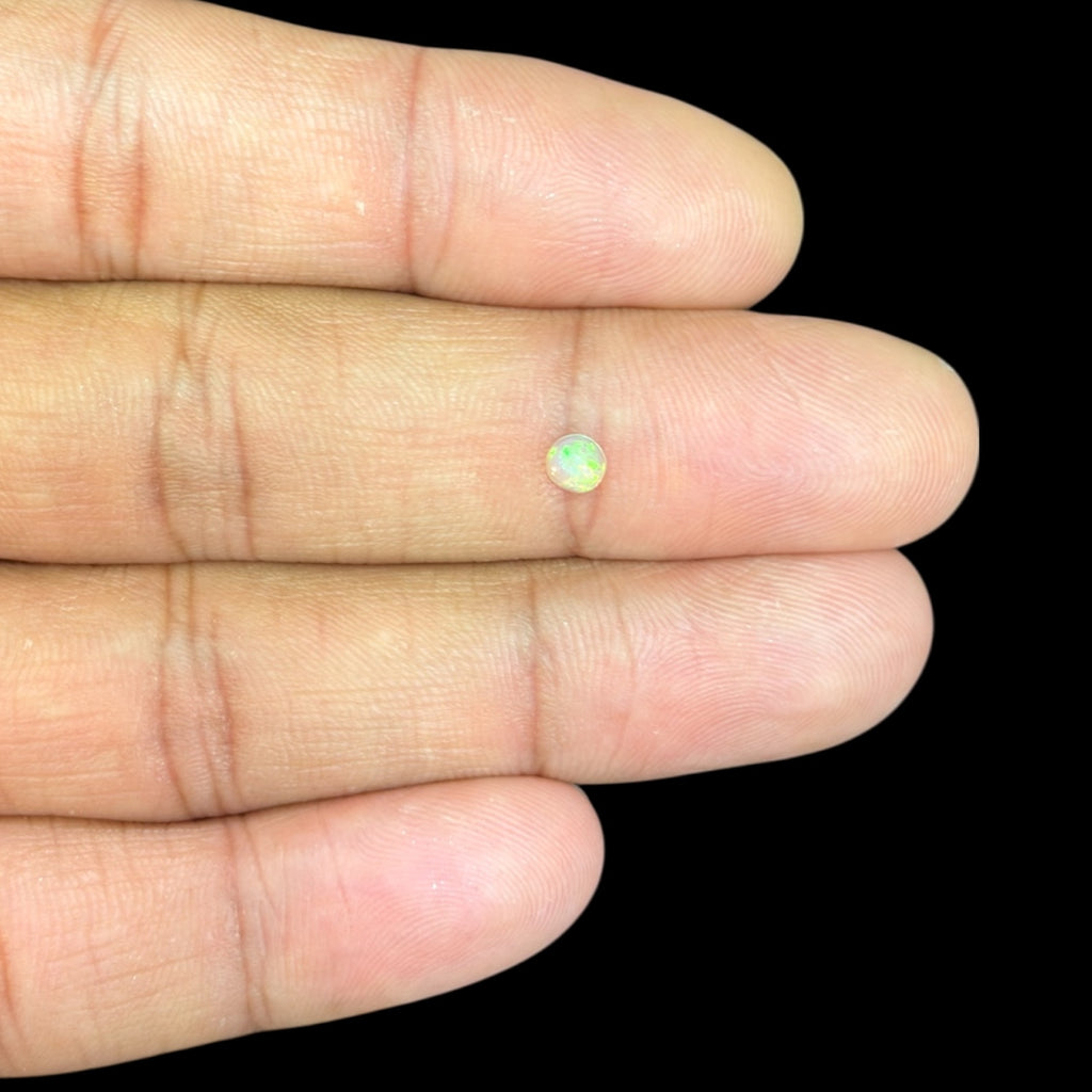 Natural White Ethiopian Opal Stone 0.15 Carats Round Cabochon Shape Size 4 mm