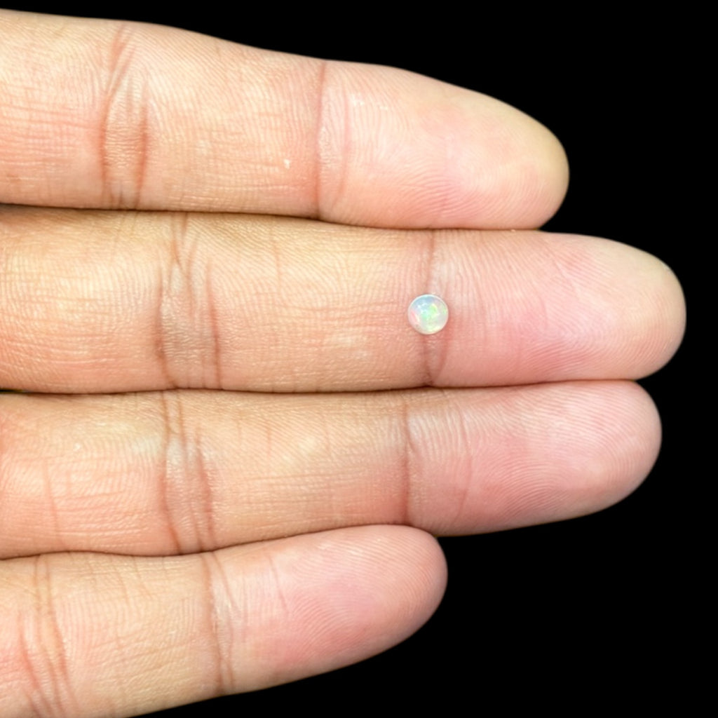 Natural White Ethiopian Opal Stone 0.17 Carats Round Cabochon Shape Size 4 mm
