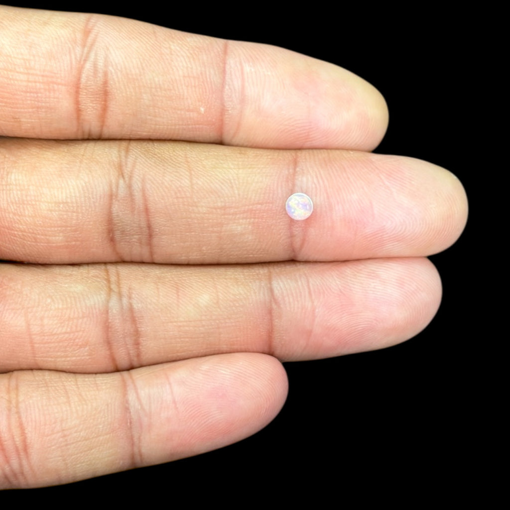 Natural White Ethiopian Opal Stone 0.18 Carats Round Cabochon Shape Size 4 mm 