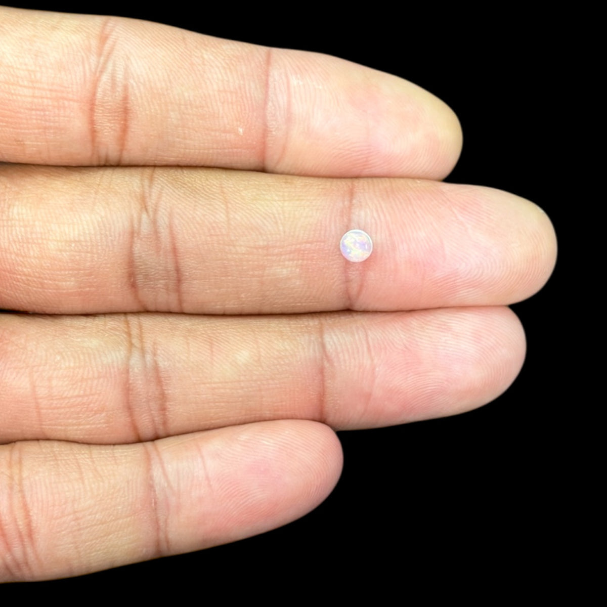 Natural White Ethiopian Opal Stone 0.18 Carats Round Cabochon Shape Size 4 mm 