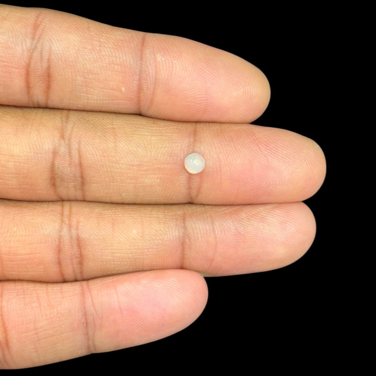 Natural White Ethiopian Opal Stone 0.19 Carats Round Cabochon Shape Size 4 mm 